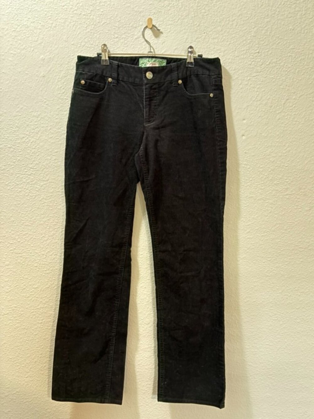 J. Crew Black Stretch Corduroy Mid Rise Bootcut Pants Size 6 Regular